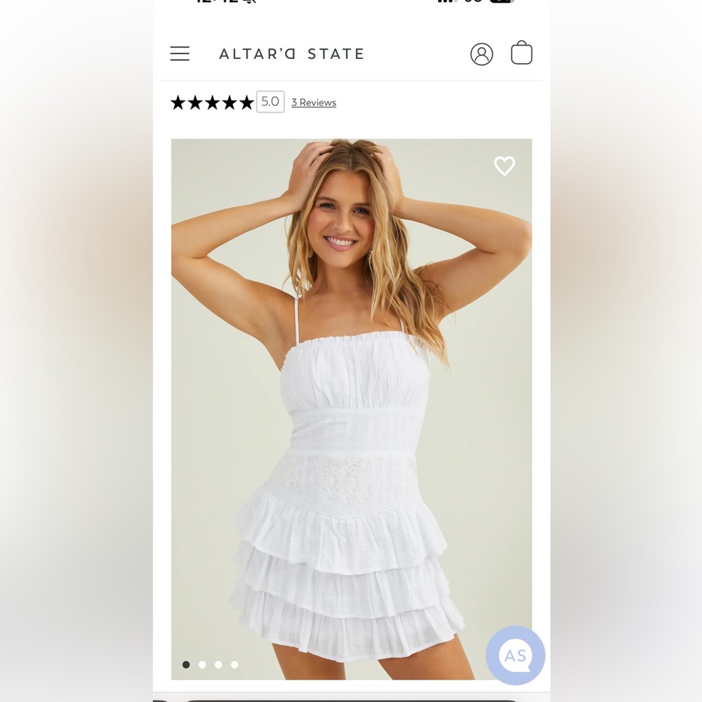 NWT Altar’d State Nina Textured Mini Dress in White